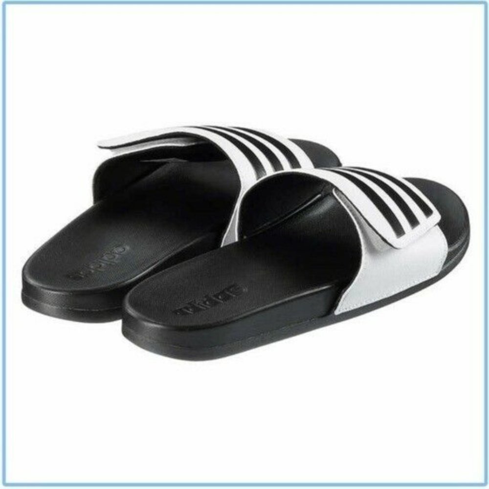 Adidas Adilette Unisex Slide Sandal White/Black Size Men 12 / Women 13 - Picture 4 of 7